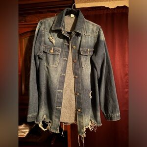 Distressed Blue Denim Jean Jacket
